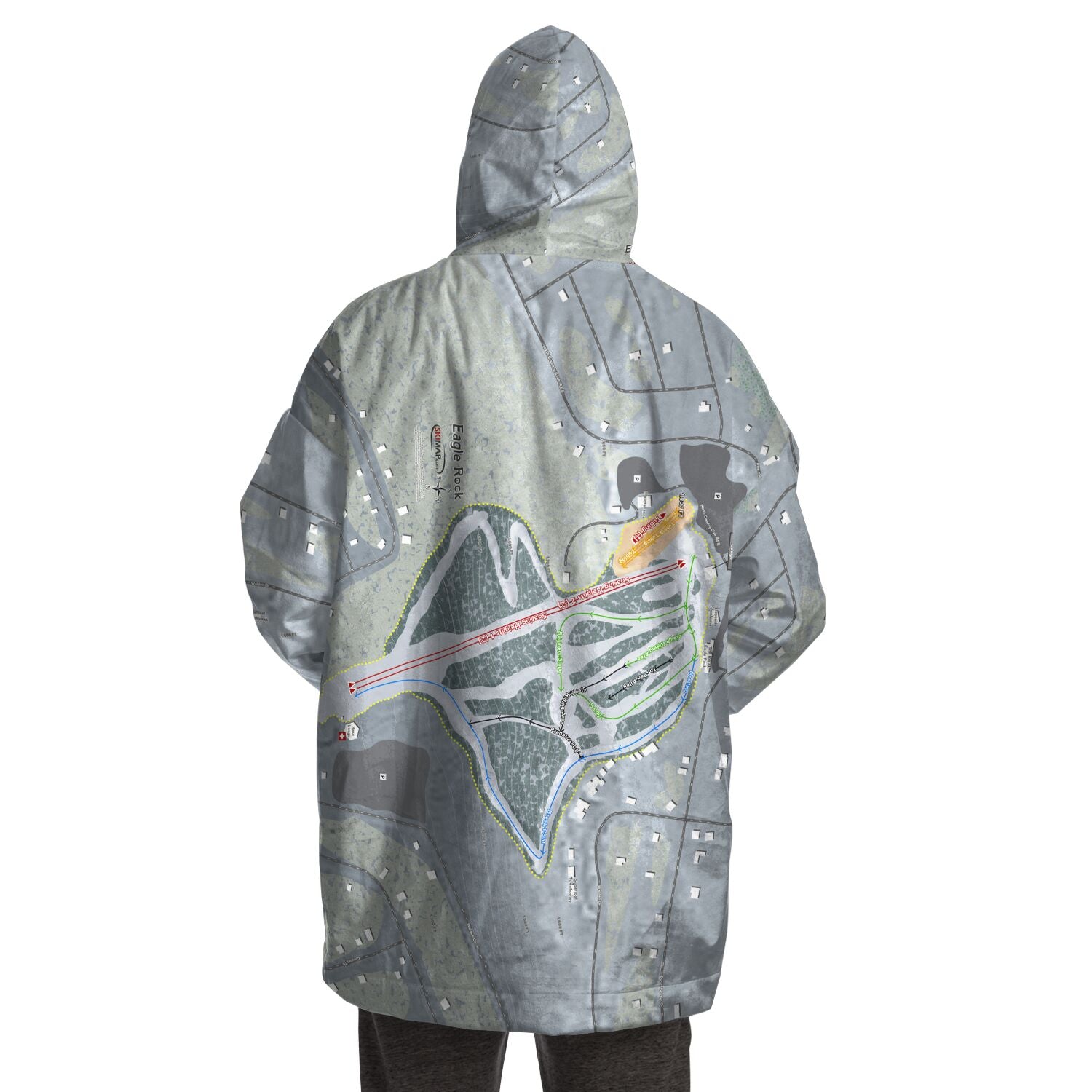 Eagle Rock, Pennsylvania Ski Trail Map Snug Hoodie