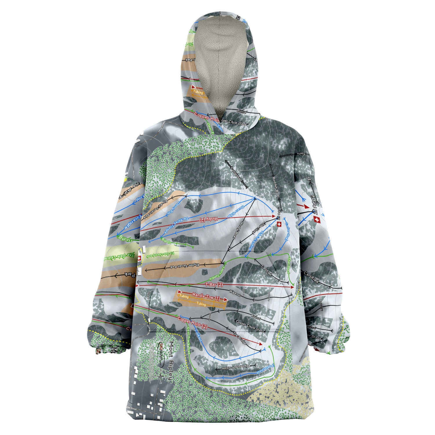 Mont Ripley, Michigan Ski Trail Map Snug Hoodie