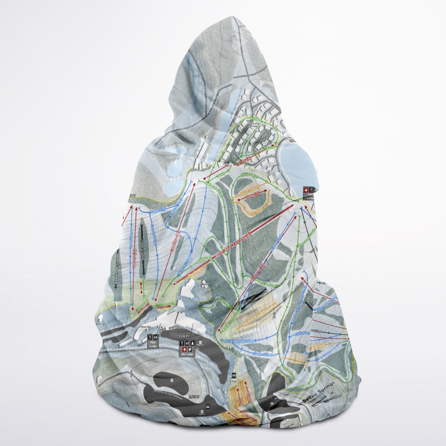 Seven Springs, Pennsylvania Ski Trail Map - Youth Hooded Blanket