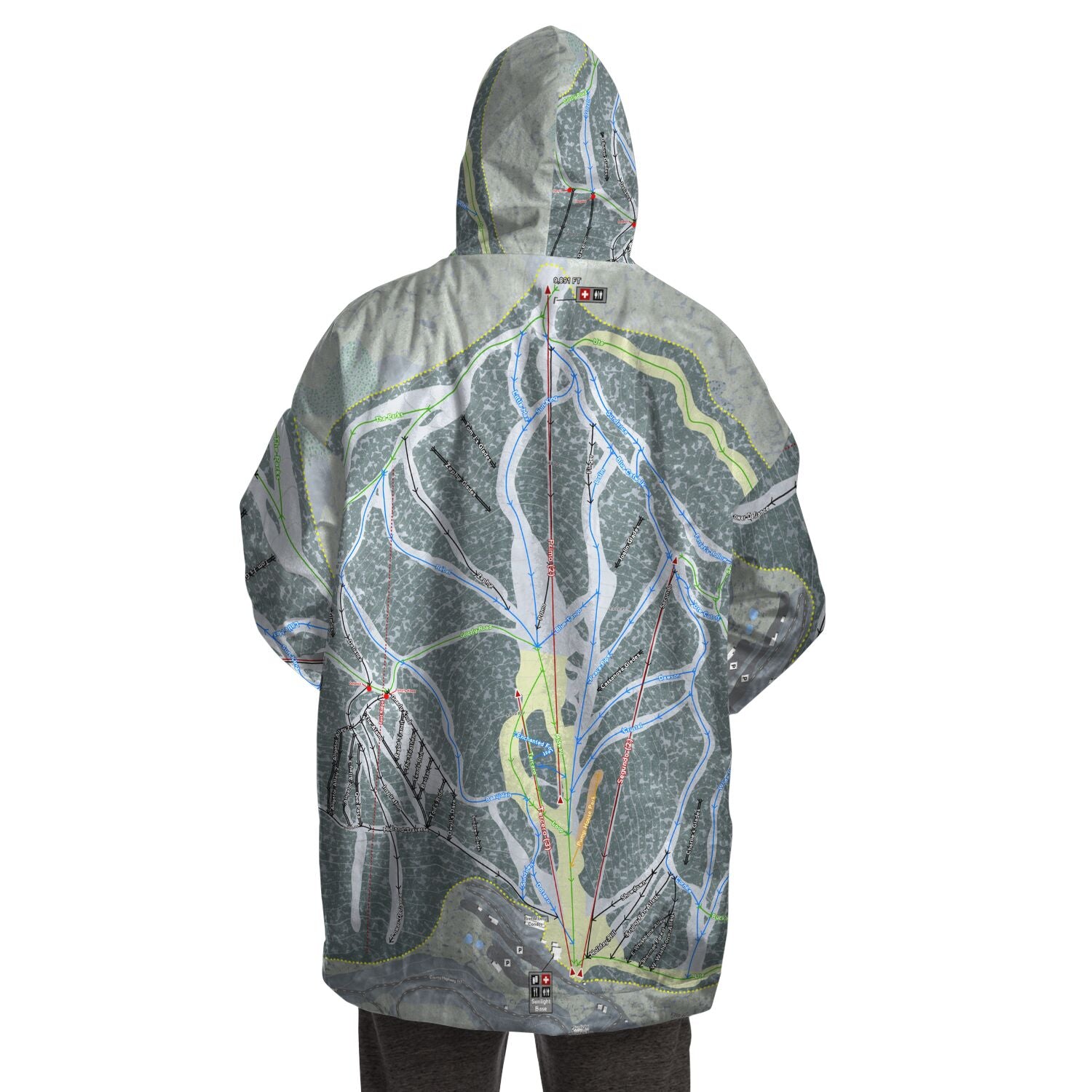 Sunlight Mountain Resort, Colorado Ski Trail Map - Snug Hoodie