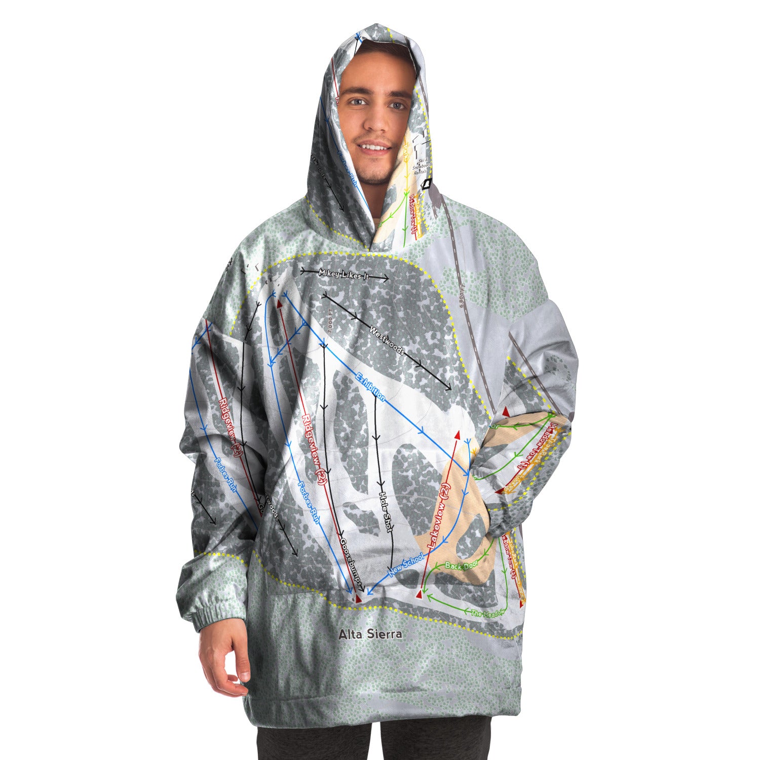 Alta Sierra, California Ski Trail Map - Snug Hoodie