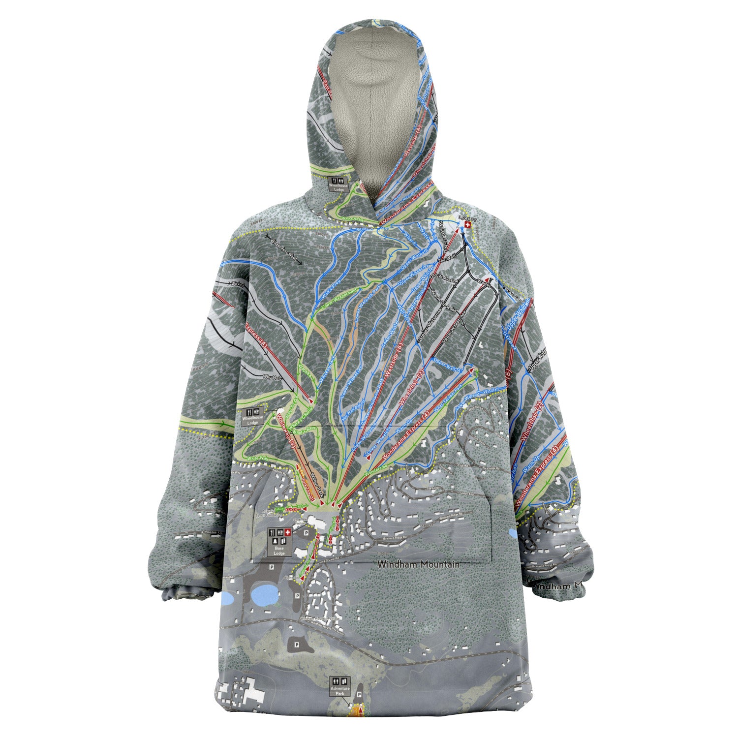 Windham Mountain, New York Ski Trail Map - Snug Hoodie