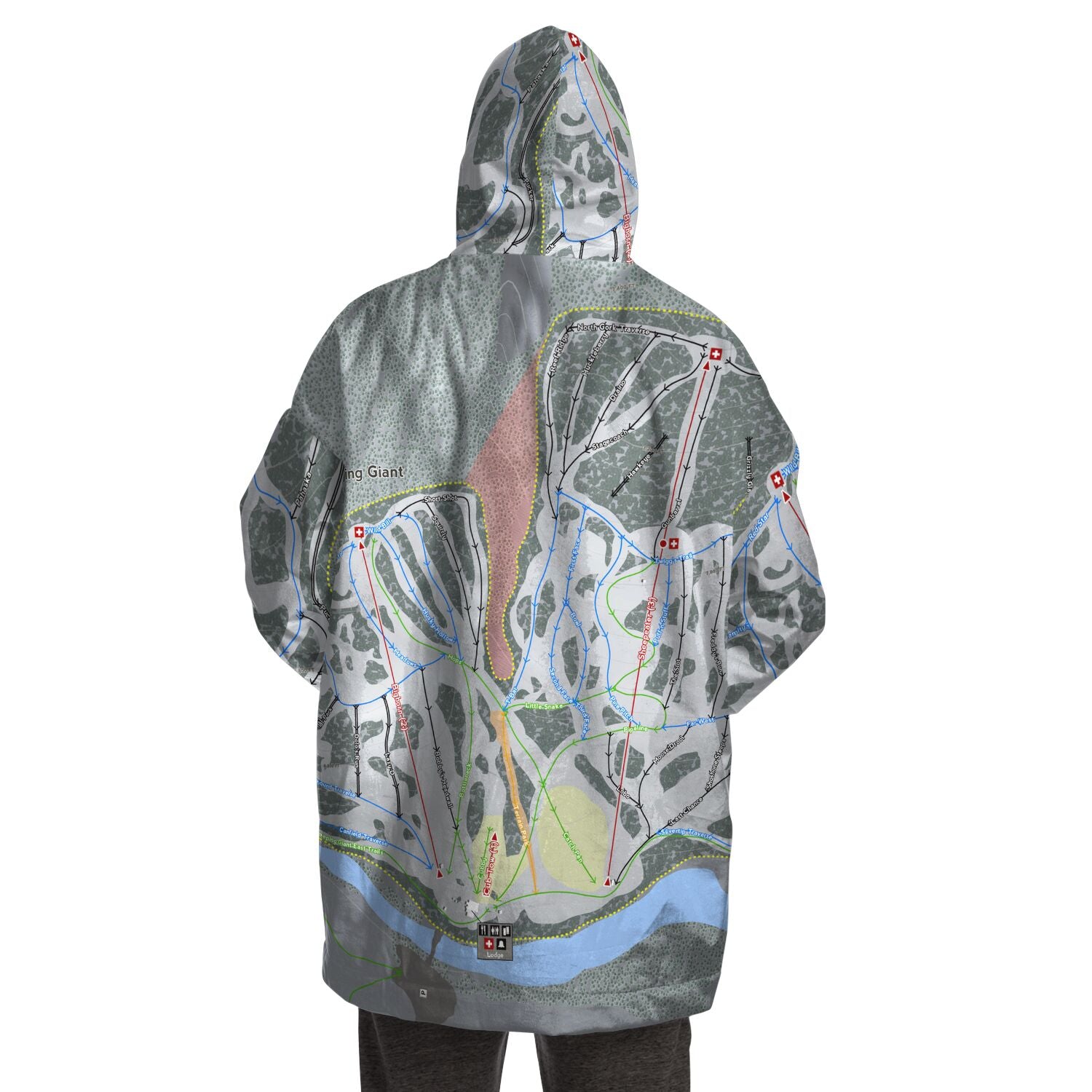 Sleeping Giant, Wyoming Ski Trail Map Snug Hoodie