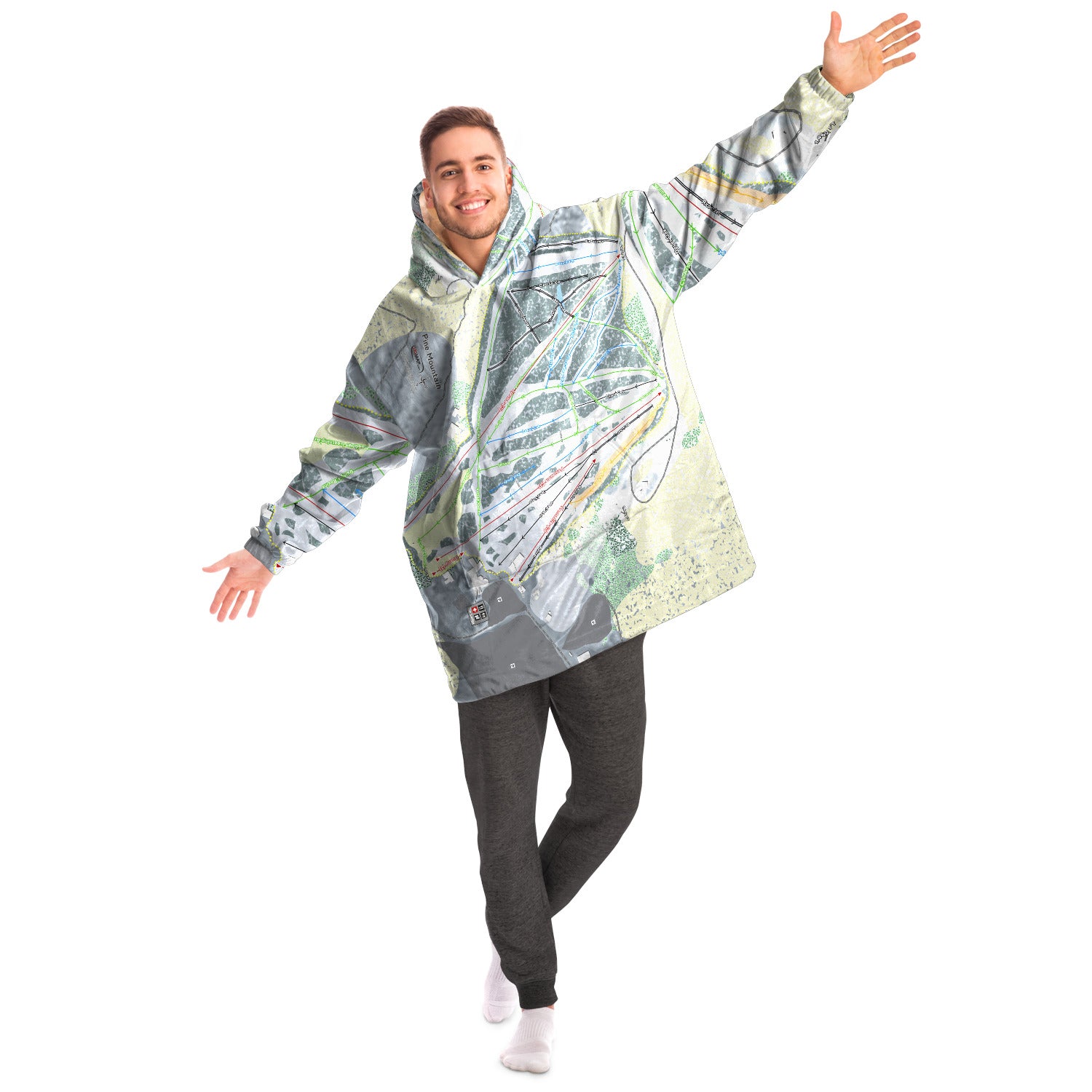 Pine Mountain, Michigan Ski Trail Map Snug Hoodie