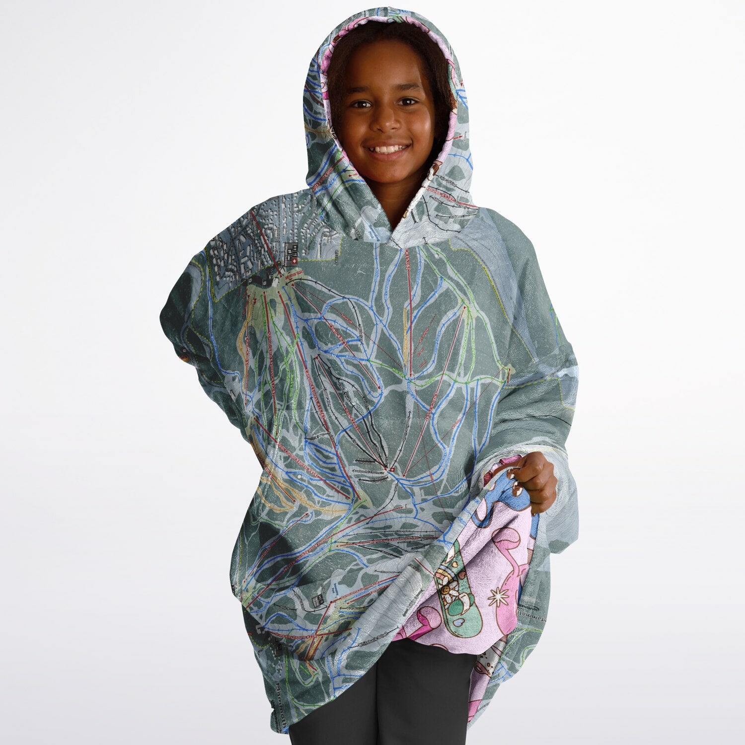 Youth Map Print Reversible Snug Hoodie - AOP