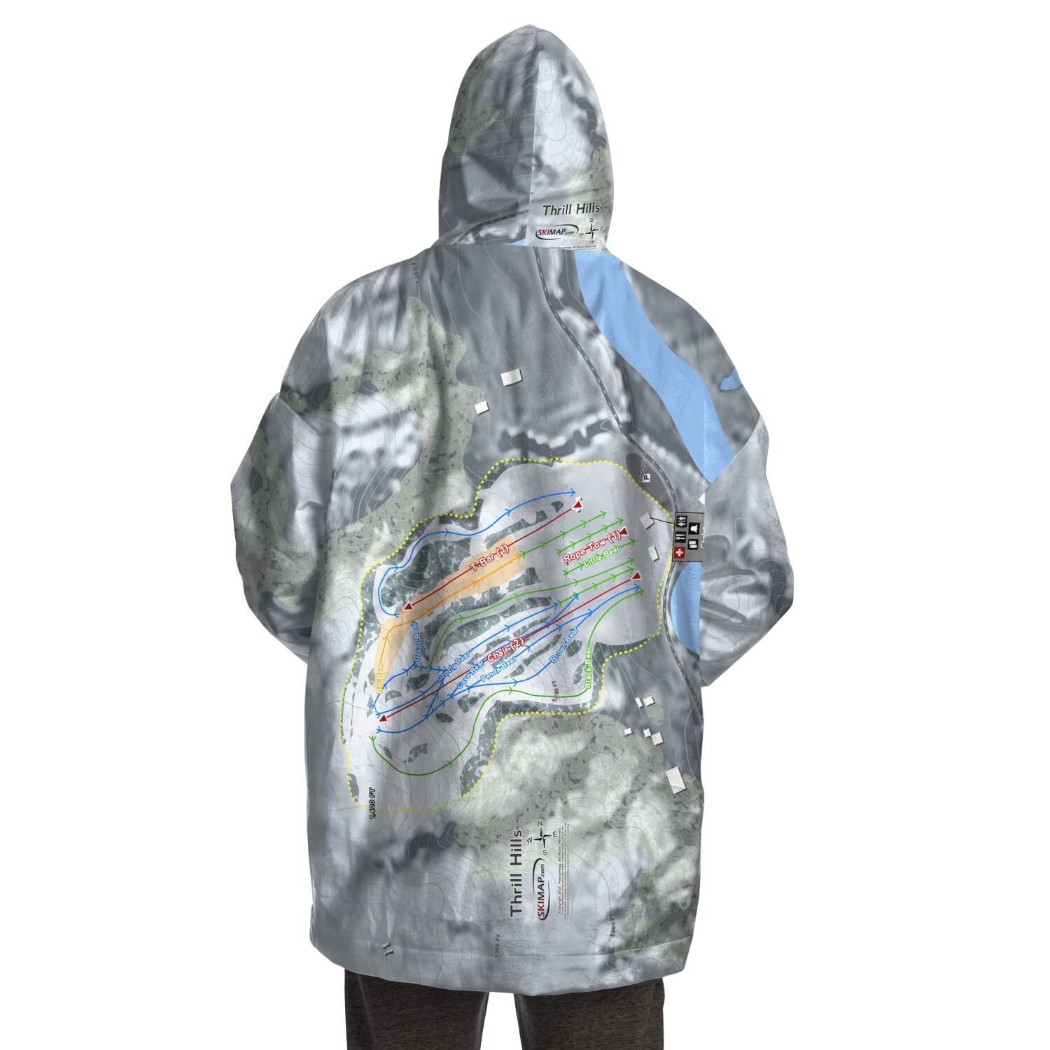 Thrill Hills, North Dakota Ski Trail Map Snug Hoodie