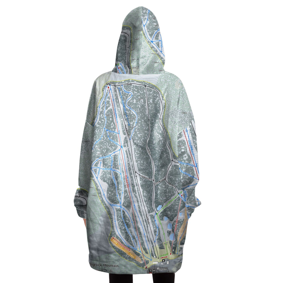 Big Rock Mountain, Maine Ski Trail Map - Snug Hoodie