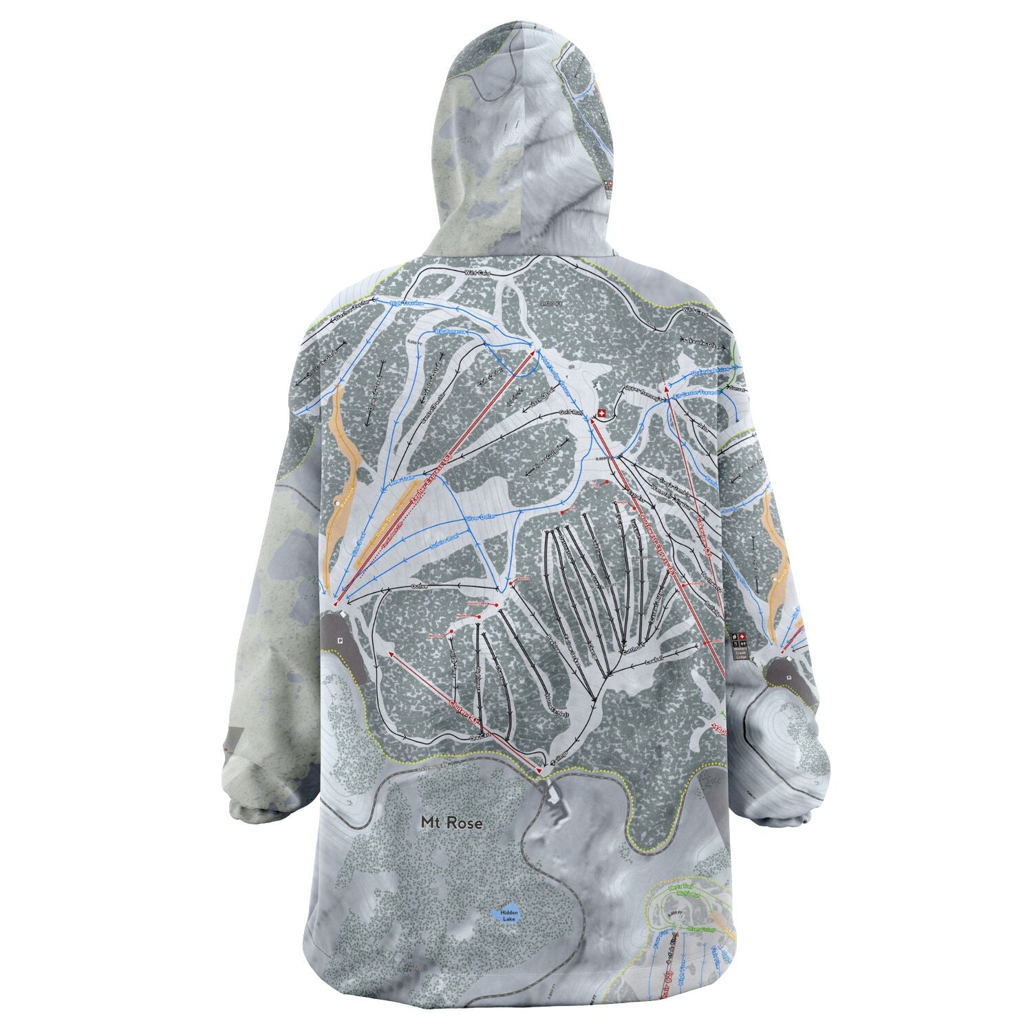 Mt. Rose, Nevada Ski Trail Map - Snug Hoodie