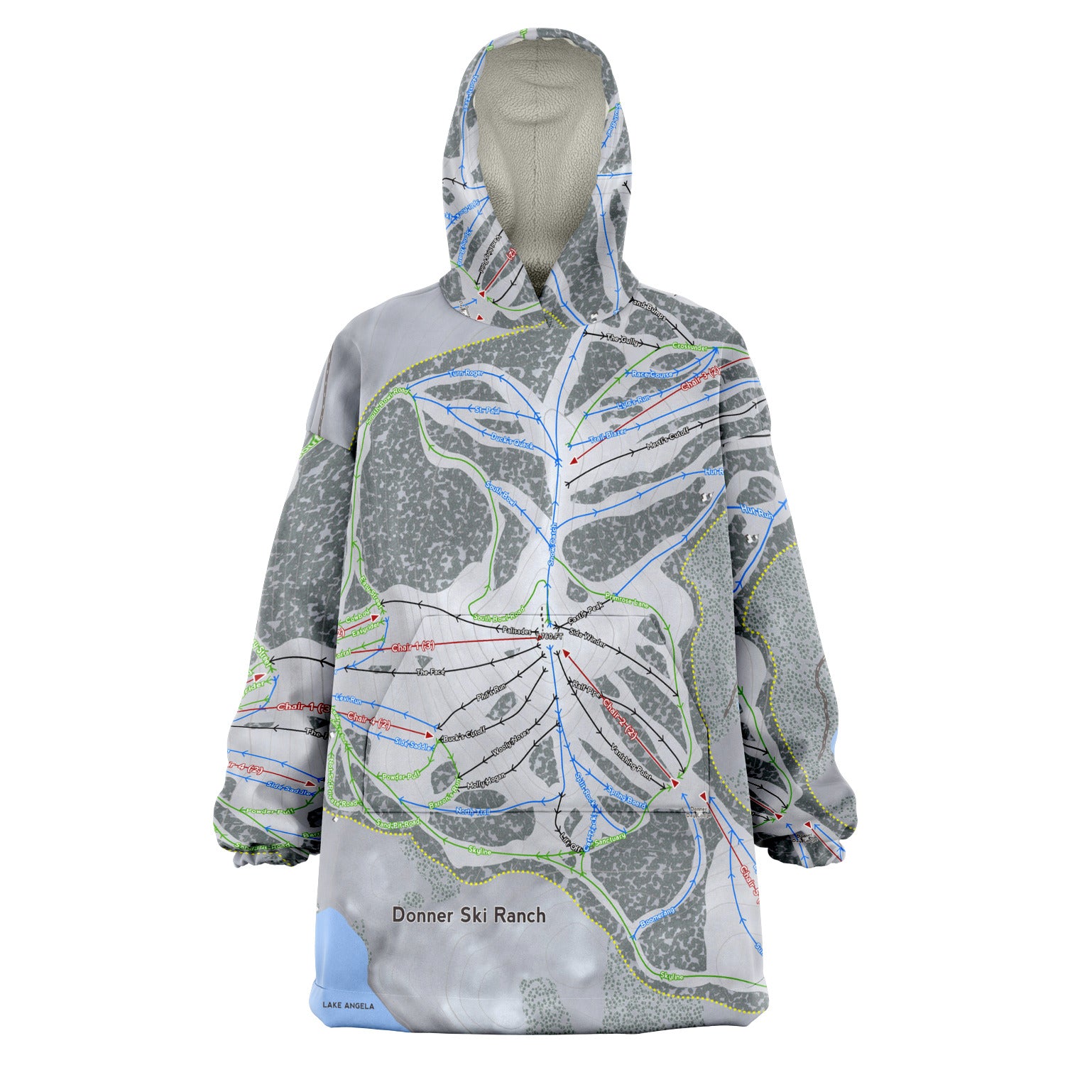 Donner Ski Ranch, California Ski Trail Map - Snug Hoodie