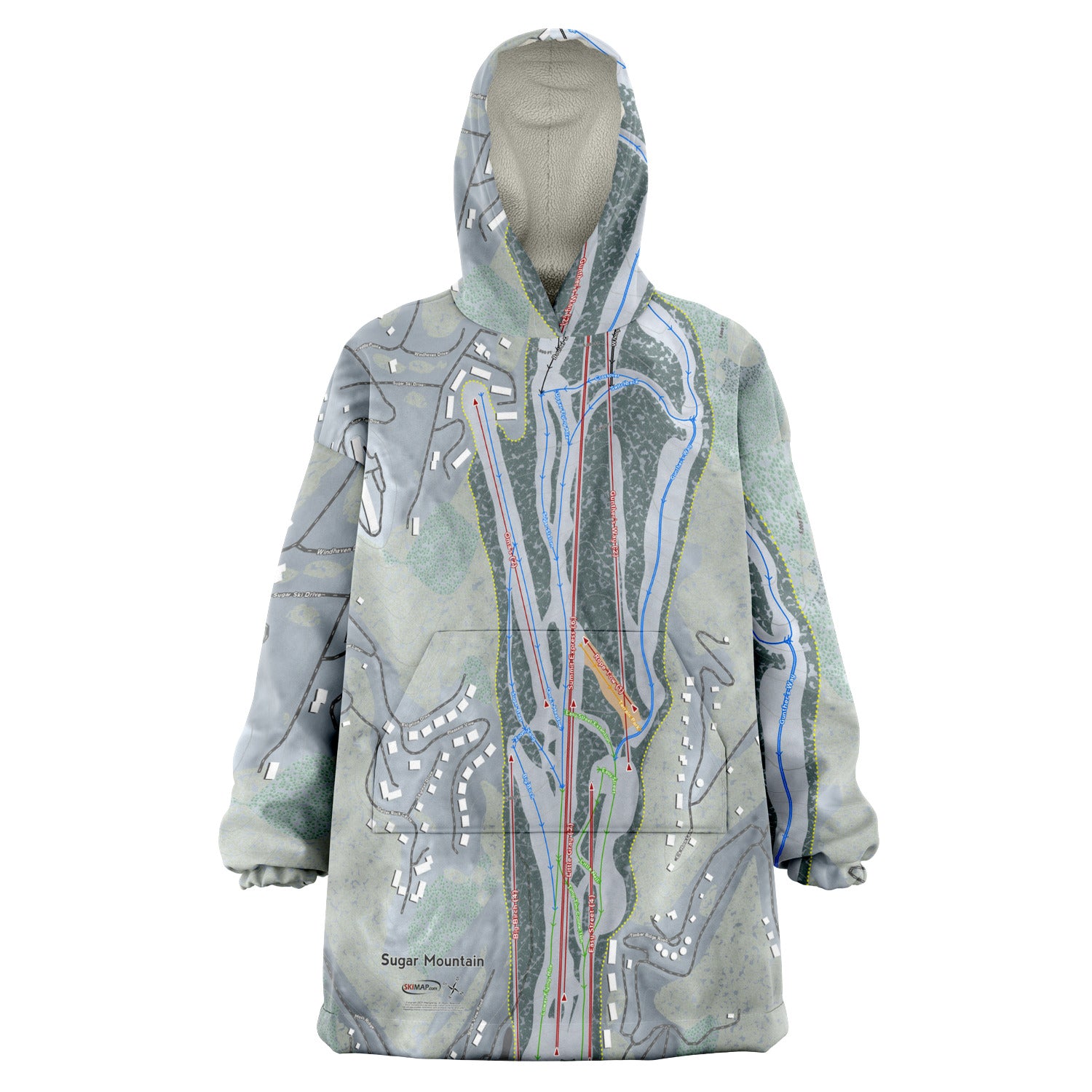 Sugar Mountain, North Carolina Ski Trail Map - Snug Hoodie