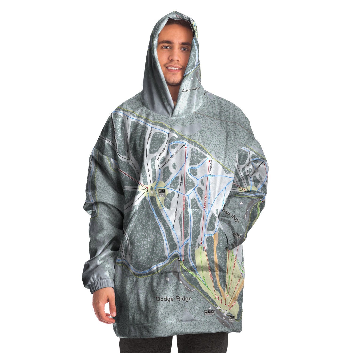 Dodge Ridge, California Ski Trail Map - Snug Hoodie