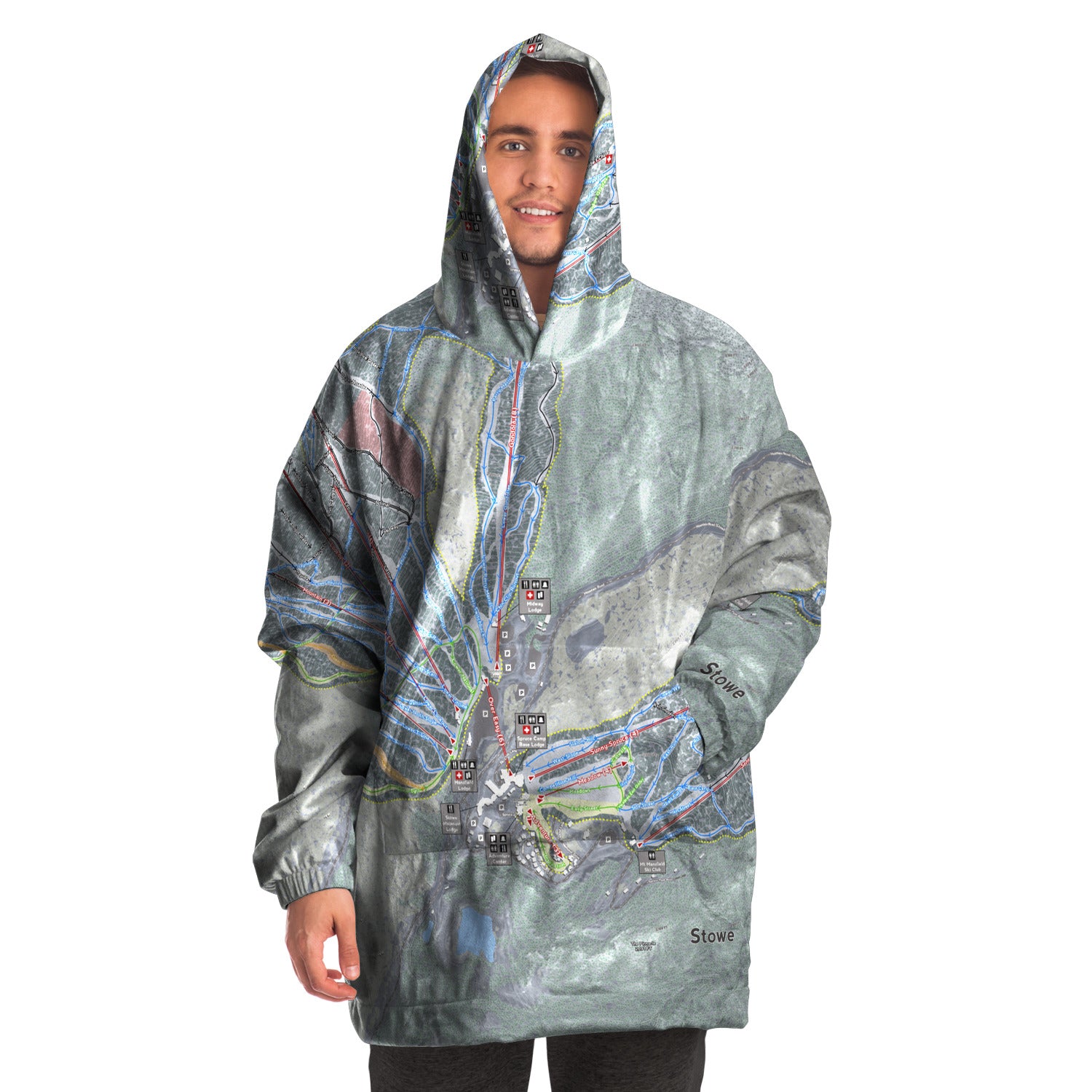 Stowe, Vermont Ski Trail Map - Snug Hoodie