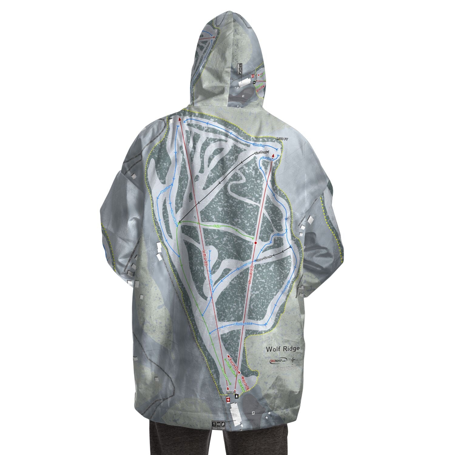 Wolf Ridge, North Carolina Ski Trail Map Snug Hoodie