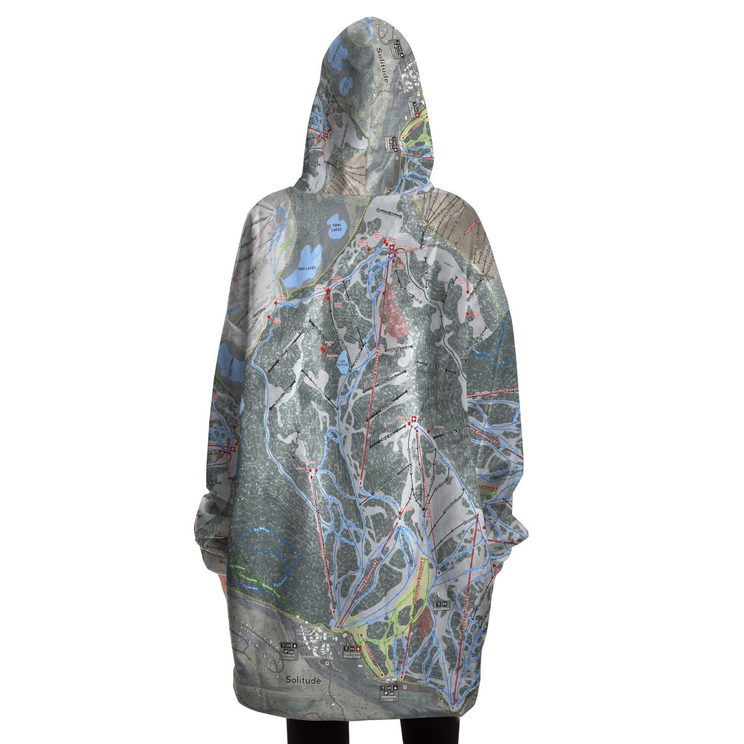 Solitude, Utah Ski Trail Map - Snug Hoodie