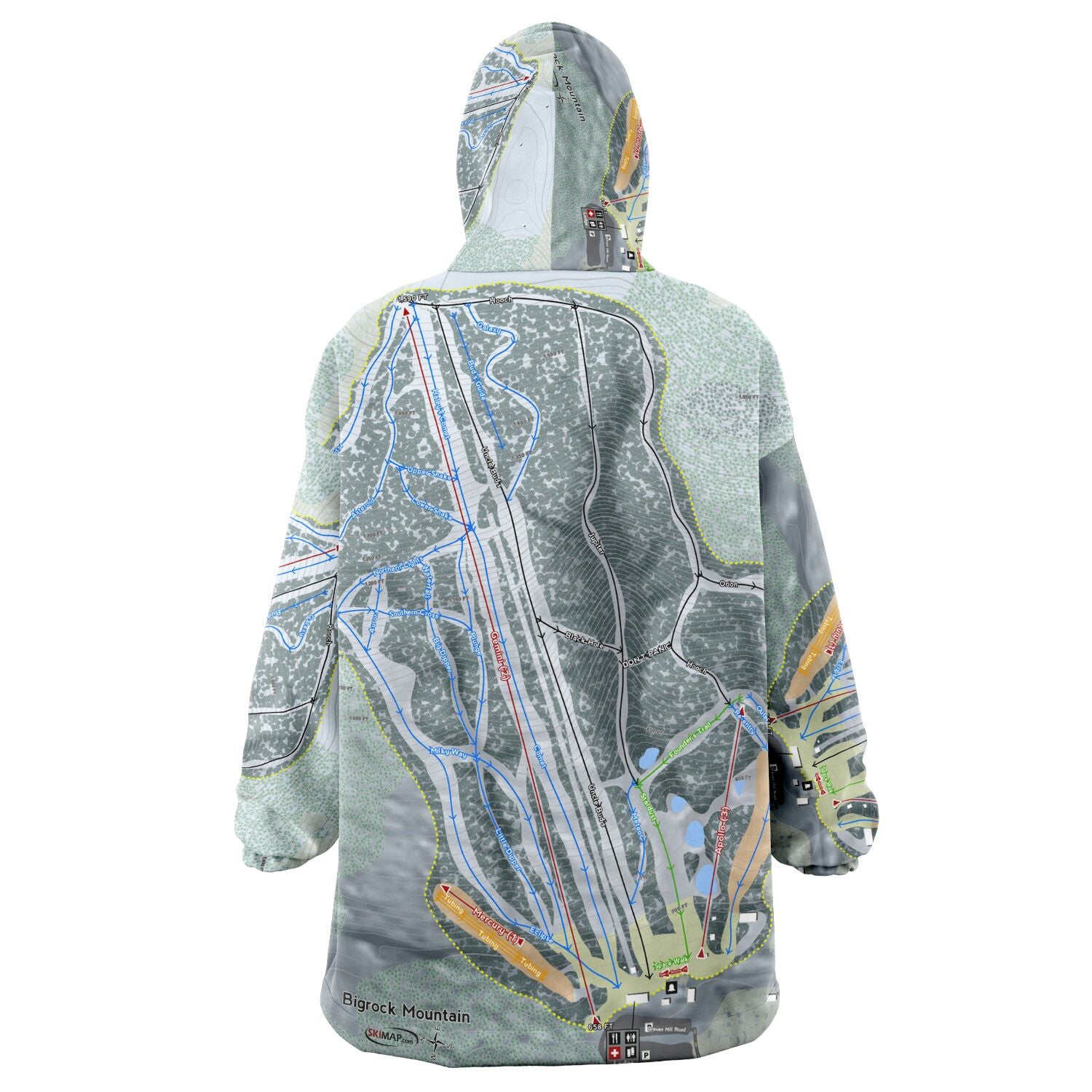 Bigrock Mountain, Maine Ski Trail Map - Snug Hoodie