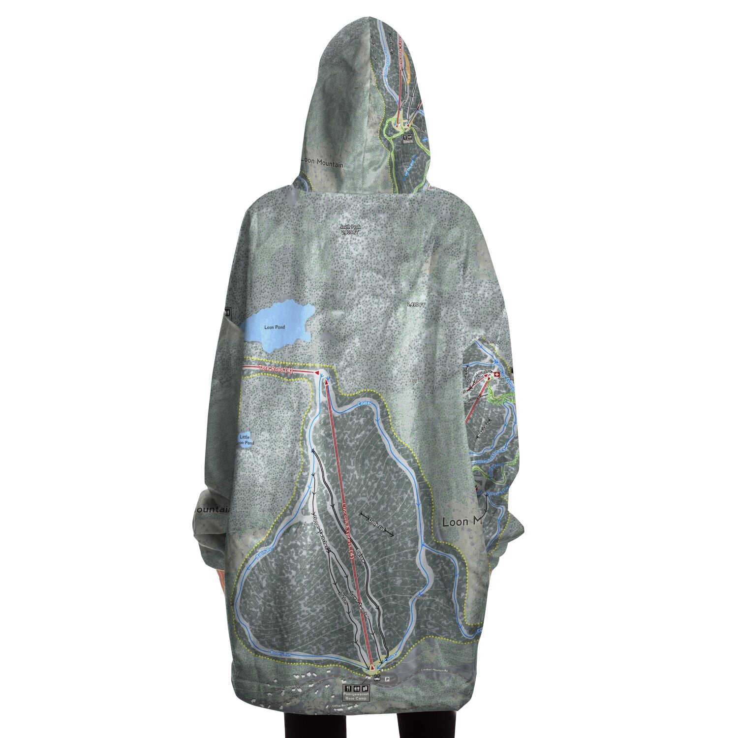 Loon Mountain, New Hampshire Ski Trail Map - Snug Hoodie