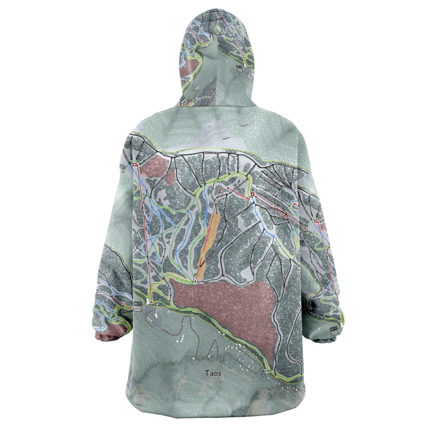 Taos, New Mexico Ski Trail Map - Snug Hoodie