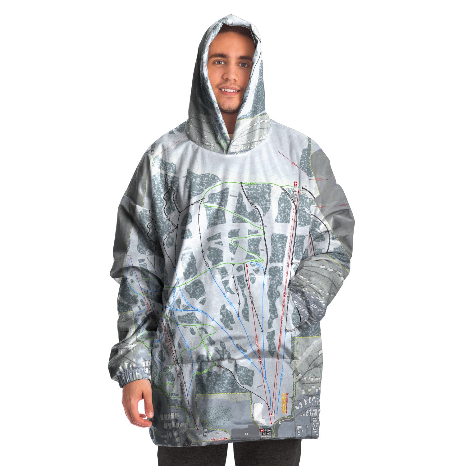 Snow King, Wyoming Ski Trail Map Snug Hoodie