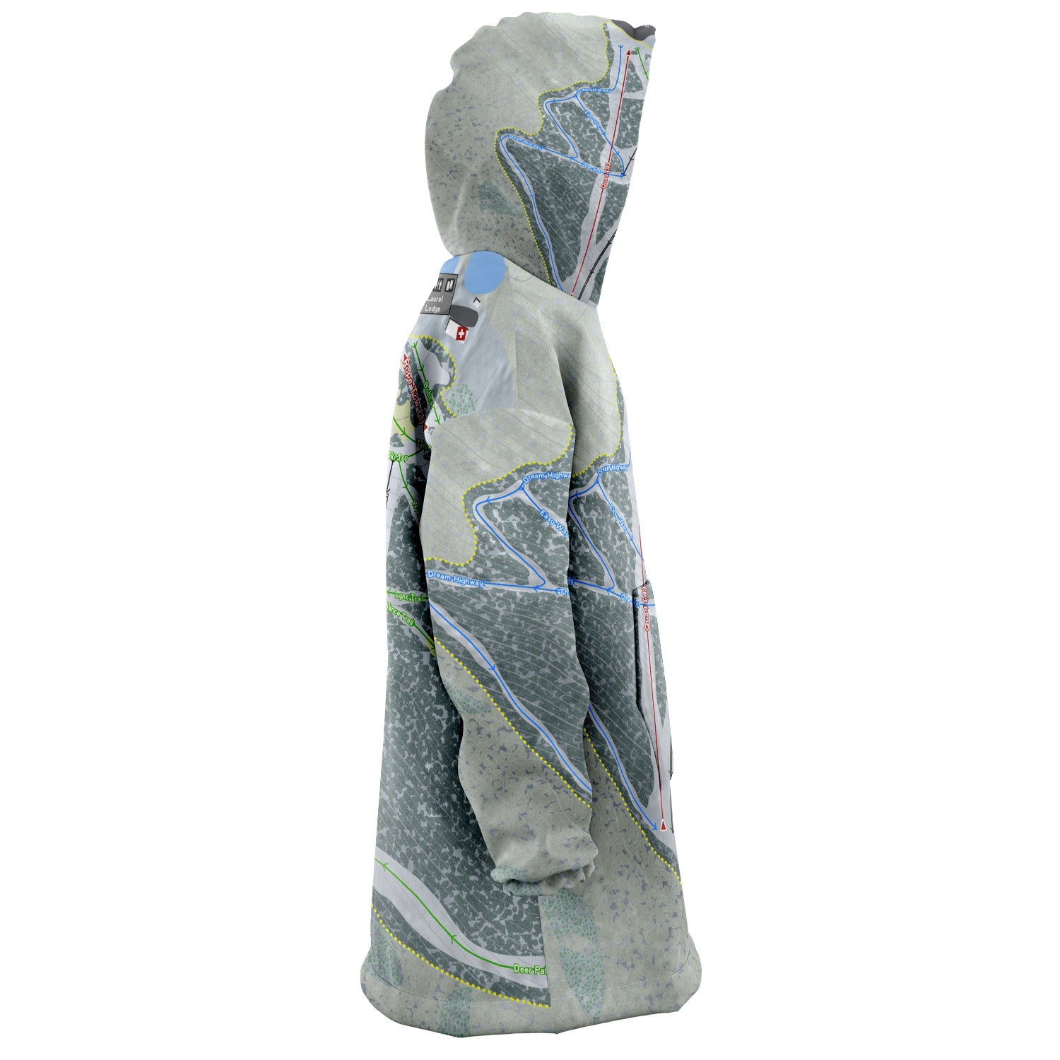 Laurel Mountain, Pennsylvania Ski Trail Map Snug Hoodie