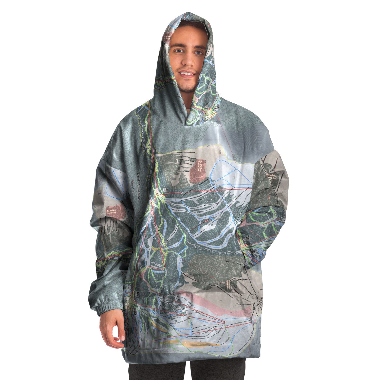 Banff Sunshine, Alberta Ski Trail Map - Snug Hoodie