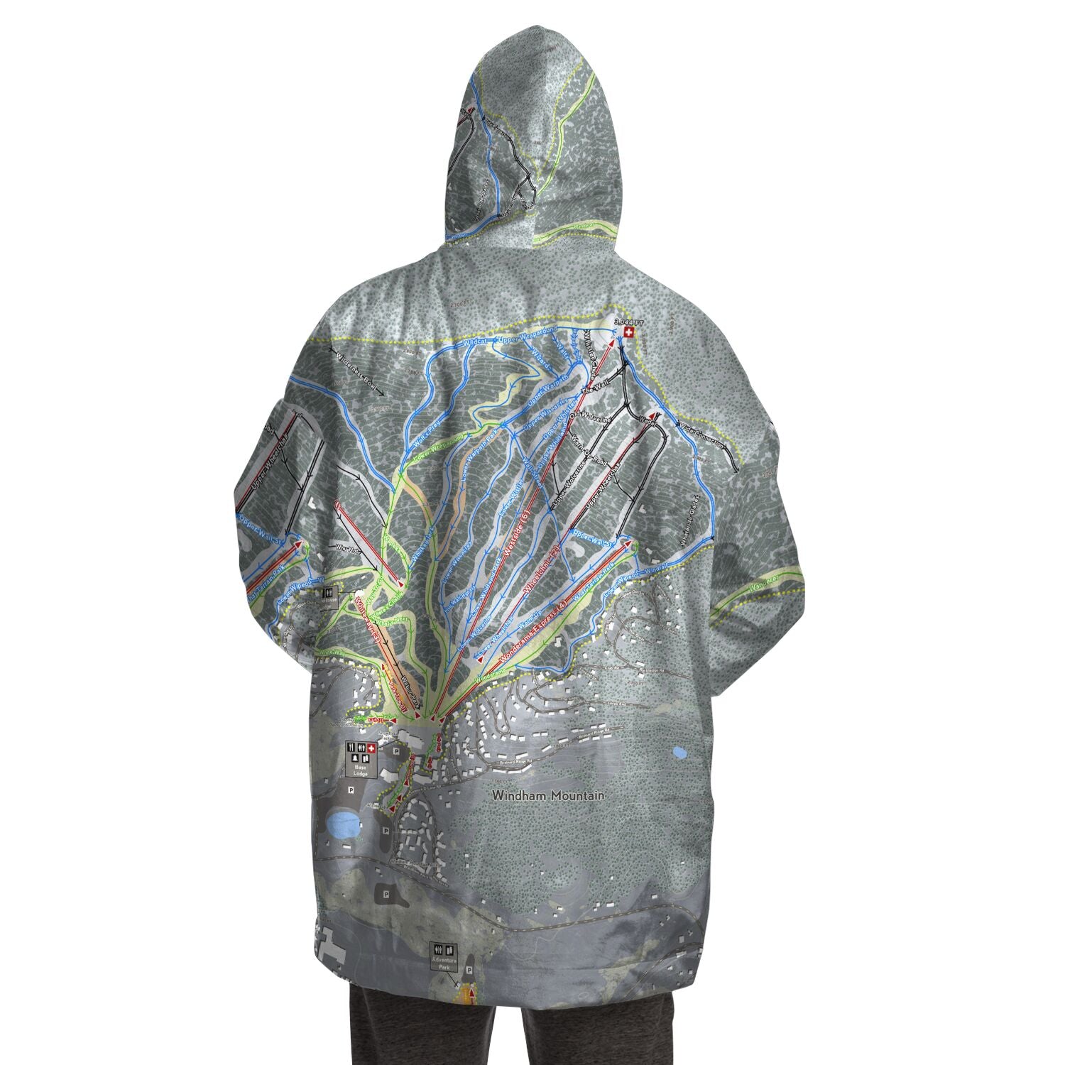 Windham Mountain, New York Ski Trail Map - Snug Hoodie