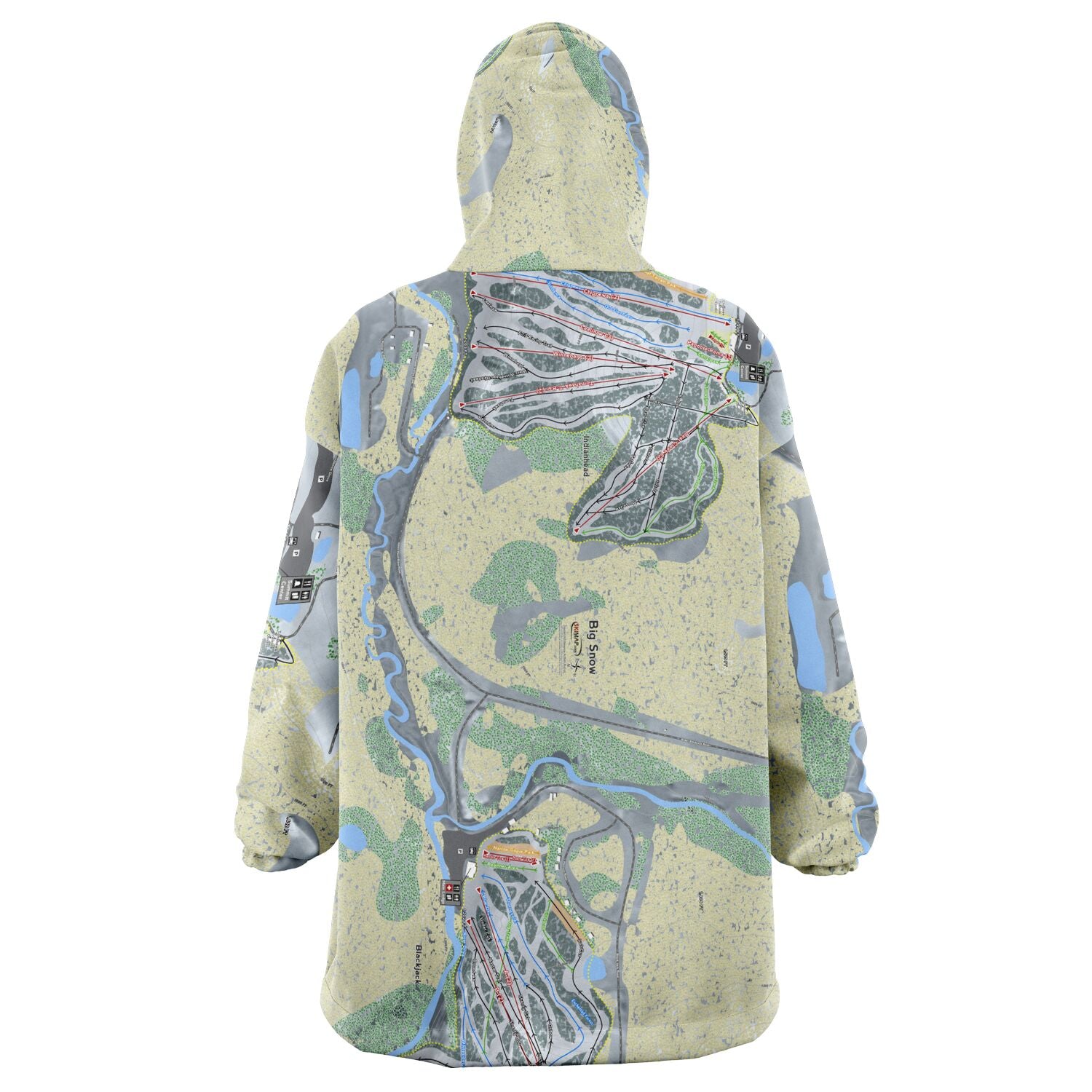 Big Snow, Michigan Ski Trail Map Snug Hoodie