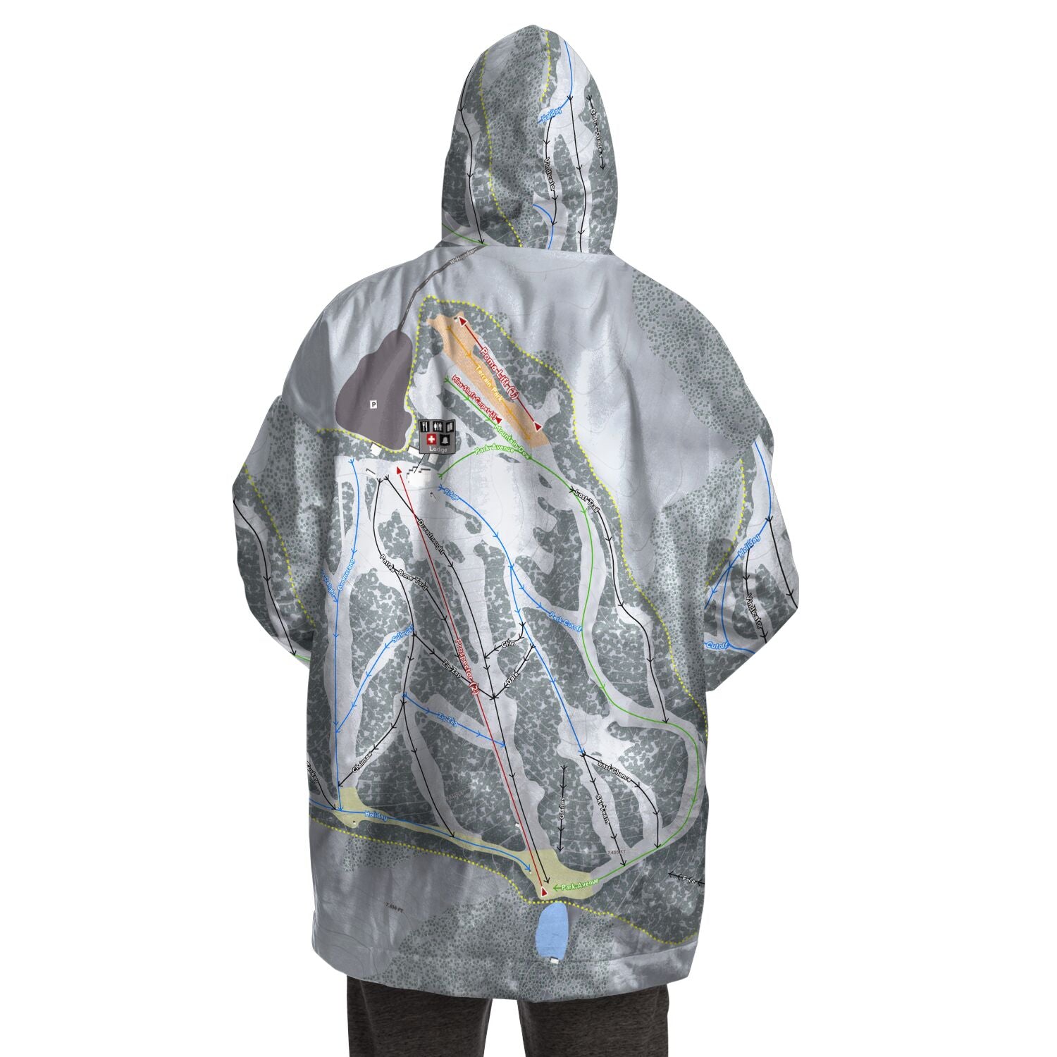 Hogadon, Wyoming Ski Trail Map Snug Hoodie