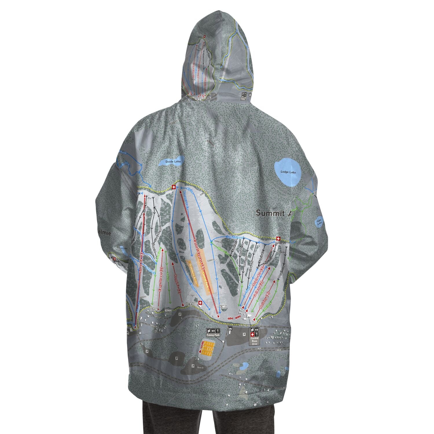 Summit At Snoqualmie Alpental, Washington Ski Trail Map Snug Hoodie