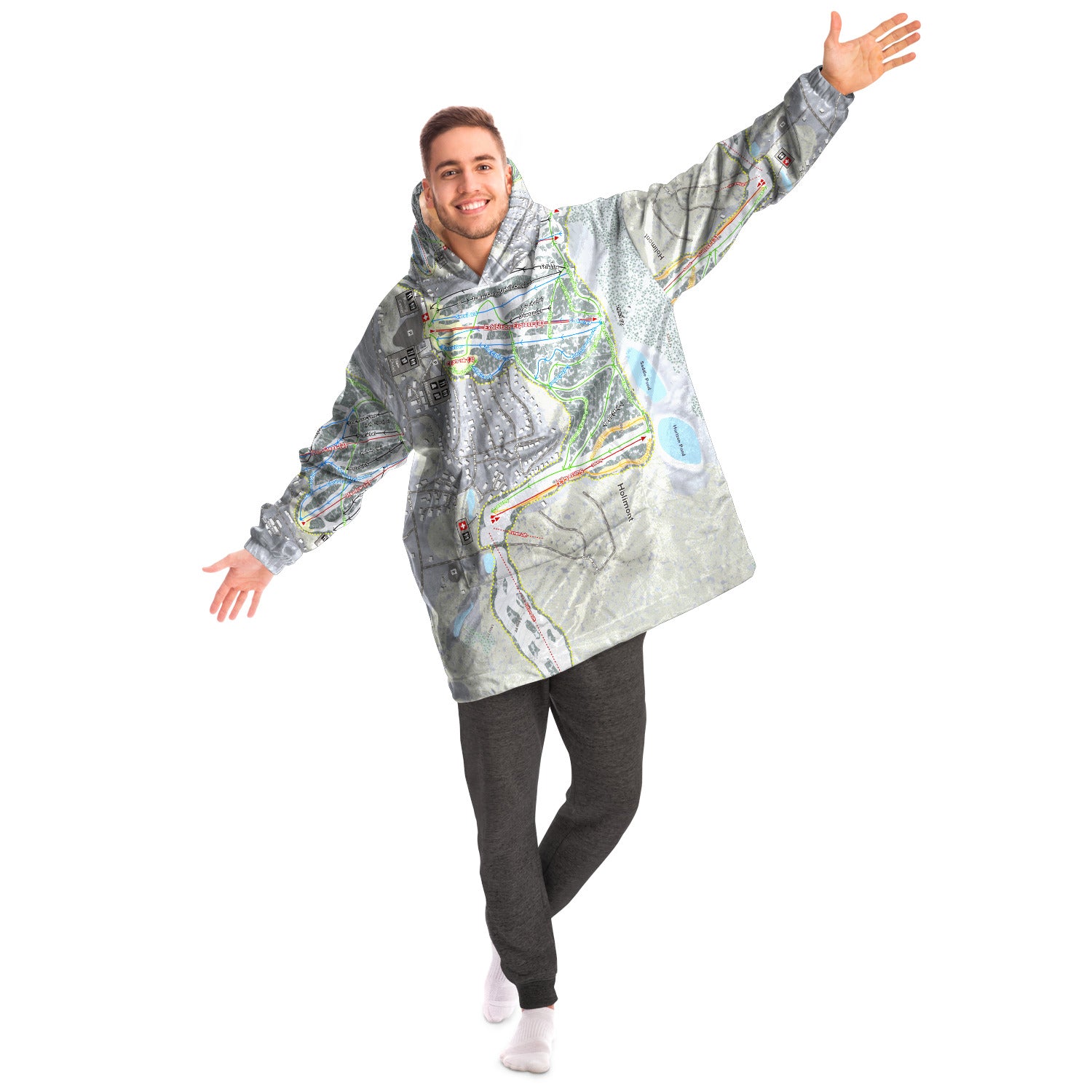 Holimont, New York Ski Trail Map - Snug Hoodie