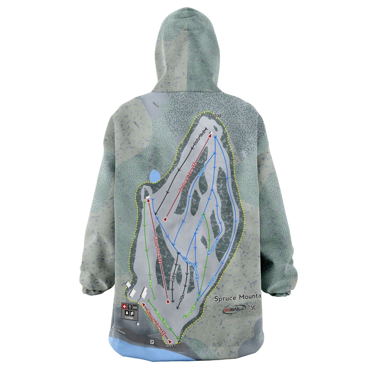 Spruce Mountain, Maine Ski Trail Map - Snug Hoodie