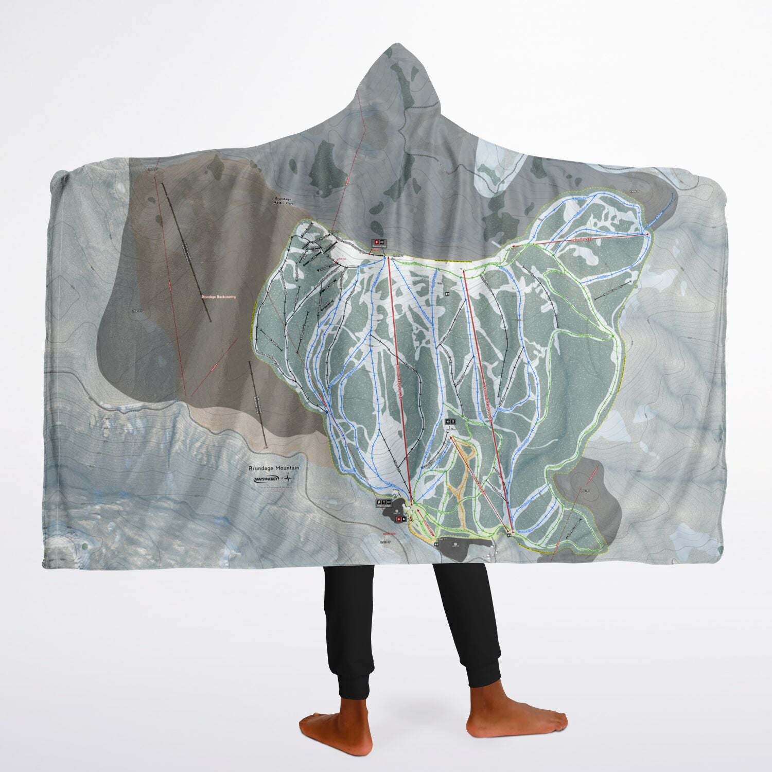 Brundage, Idaho Ski Trail Map - Youth Hooded Blanket