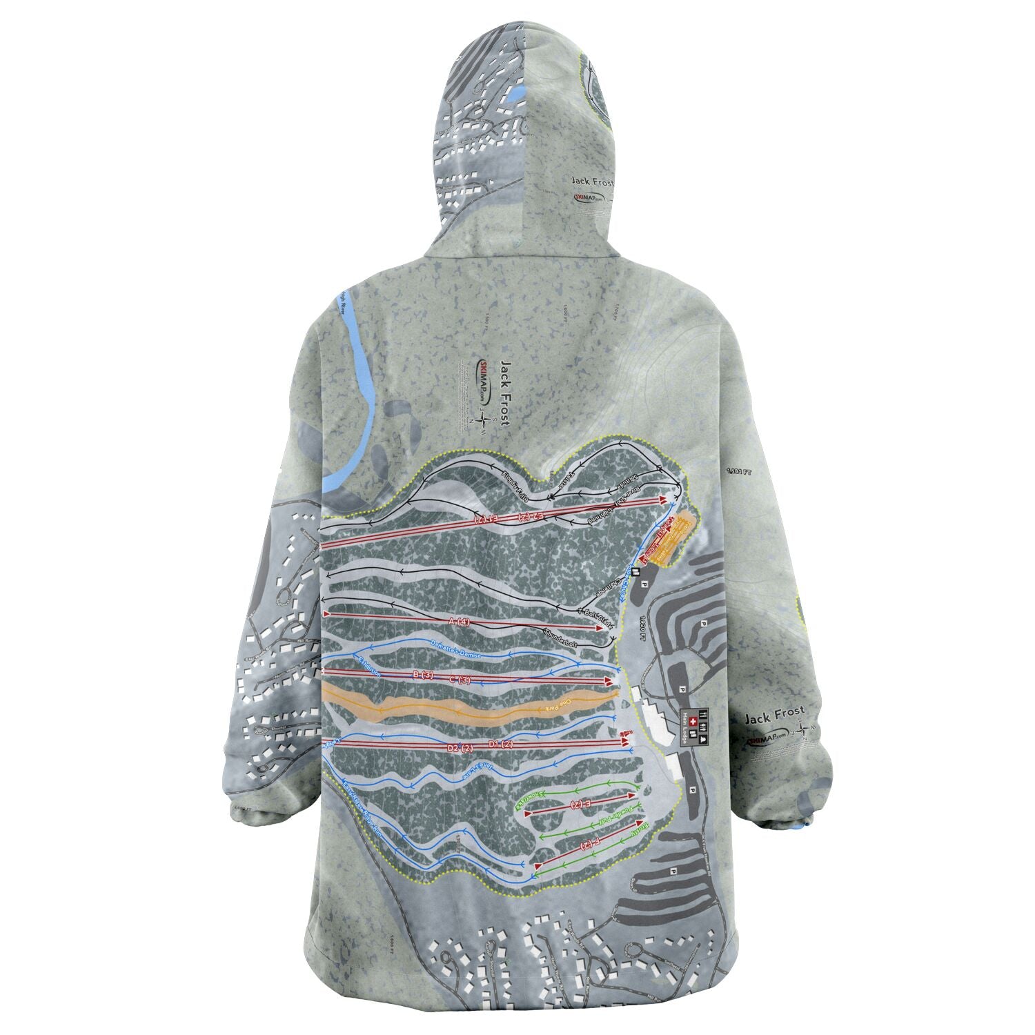 Jack Frost, Pennsylvania Ski Trail Map Snug Hoodie