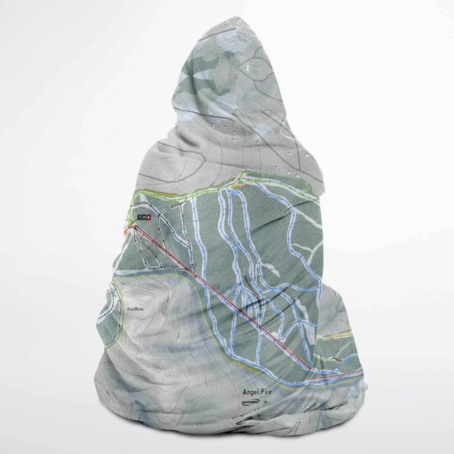 Angel Fire, New Mexico Ski Trail Map - Youth Hooded Blanket