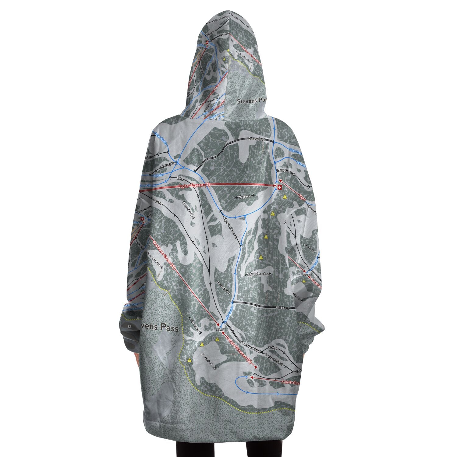 Stevens Pass, Washington Ski Trail Map - Snug Hoodie