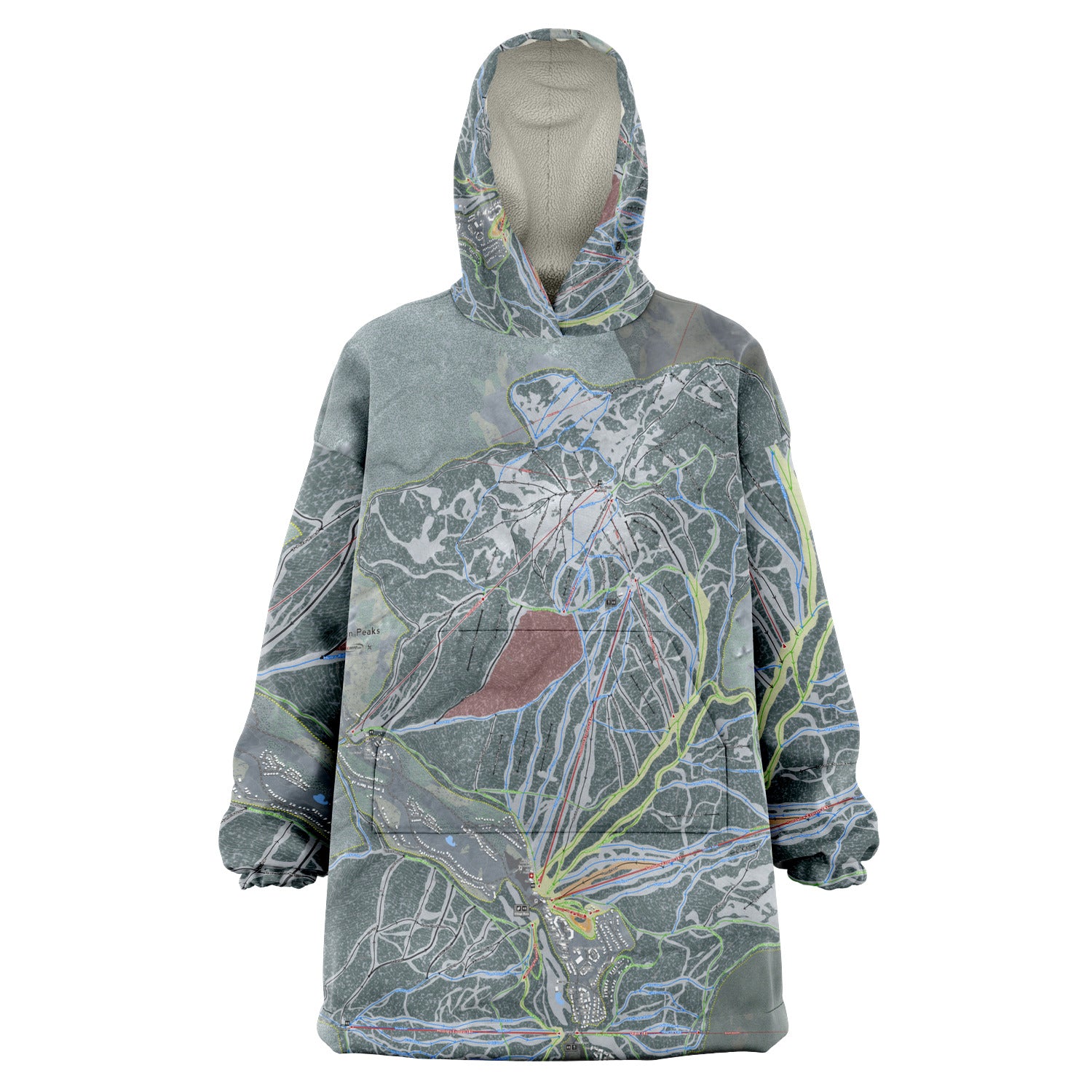 Sun Peaks, British Columbia Ski Trail Map Snug Hoodie