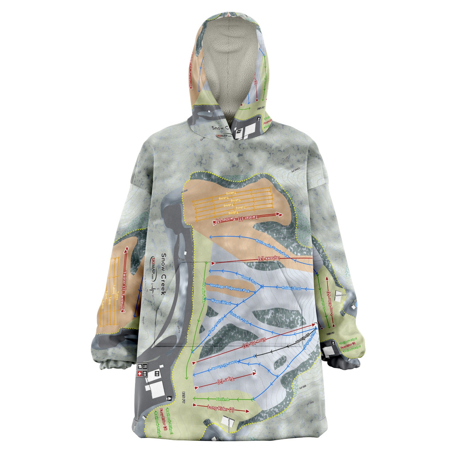 Snow Creek, Missouri Ski Trail Map Snug Hoodie