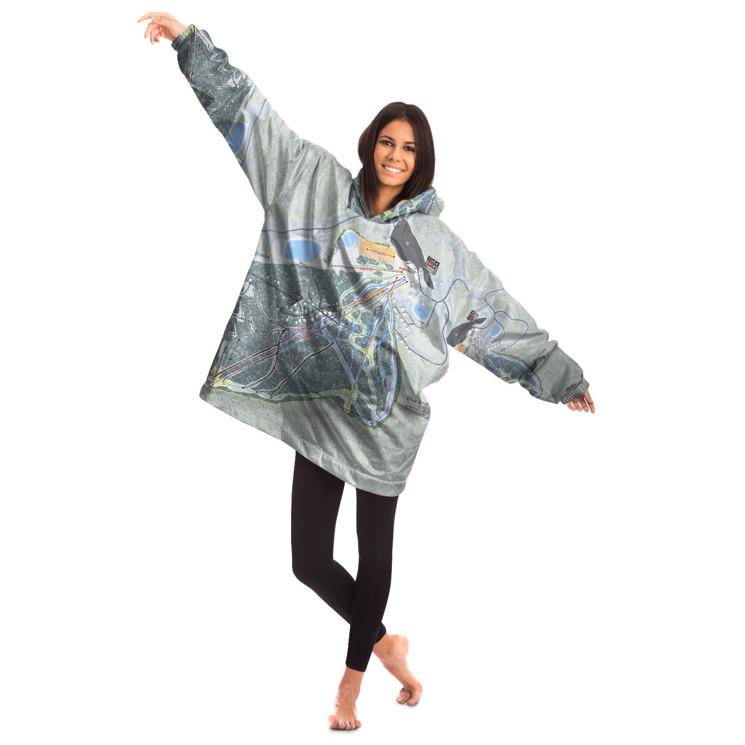 Blue Knob, Pennsylvania Ski Trail Map Snug Hoodie