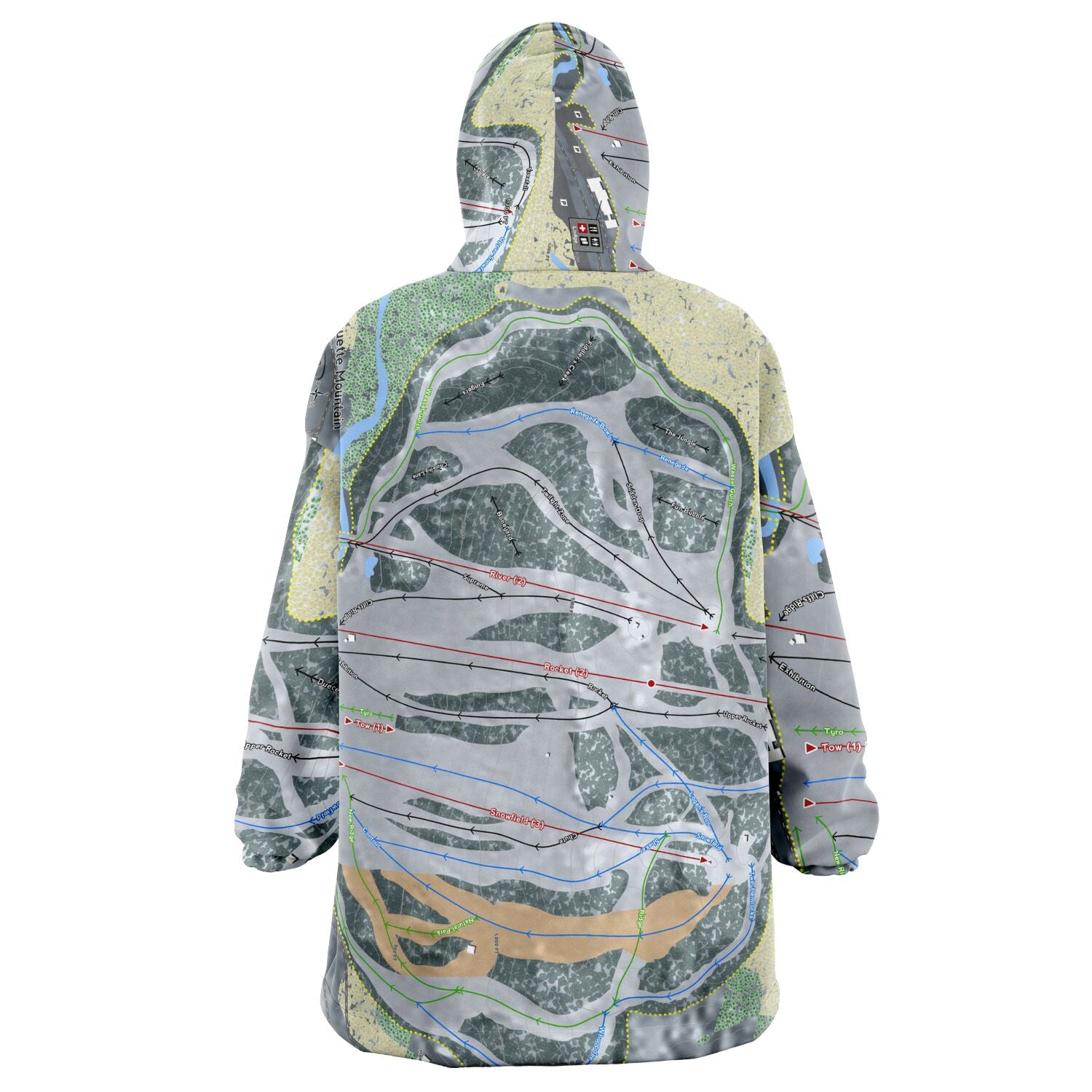 Marquette Mountain, Michigan Ski Trail Map Snug Hoodie