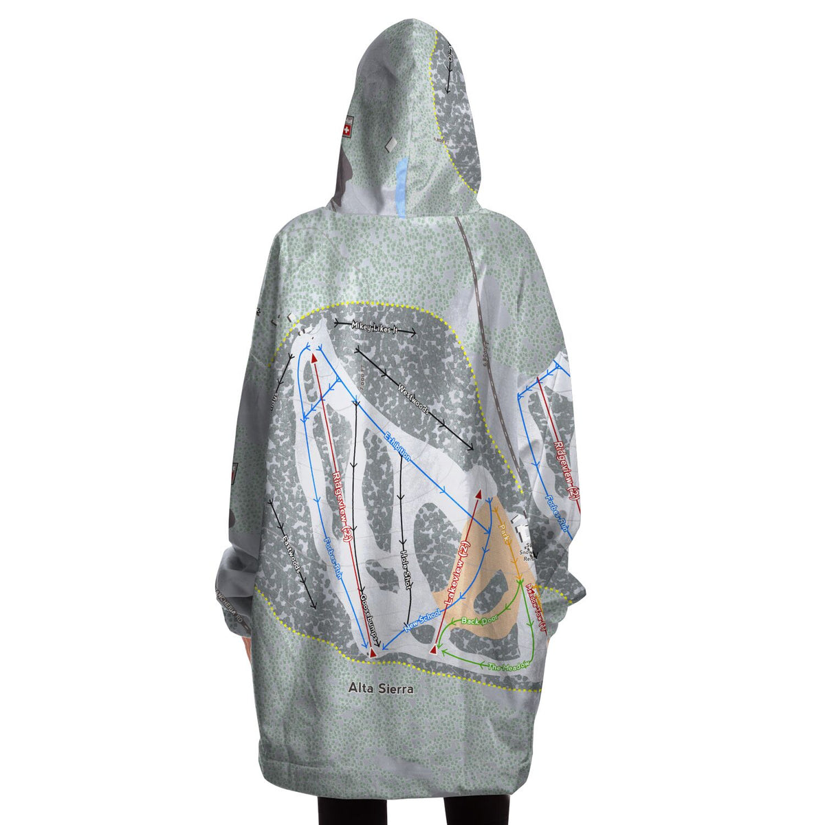 Alta Sierra, California Ski Trail Map - Snug Hoodie