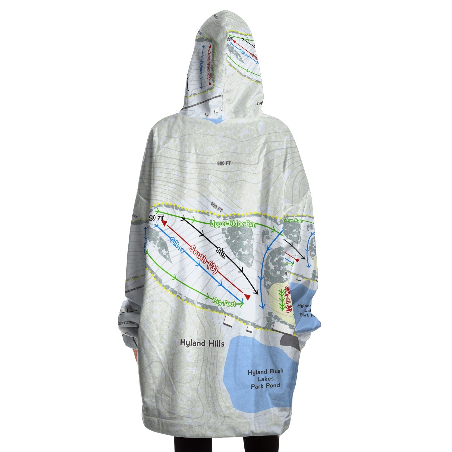 Hyland Hills, Minnesota Ski Trail Map - Snug Hoodie