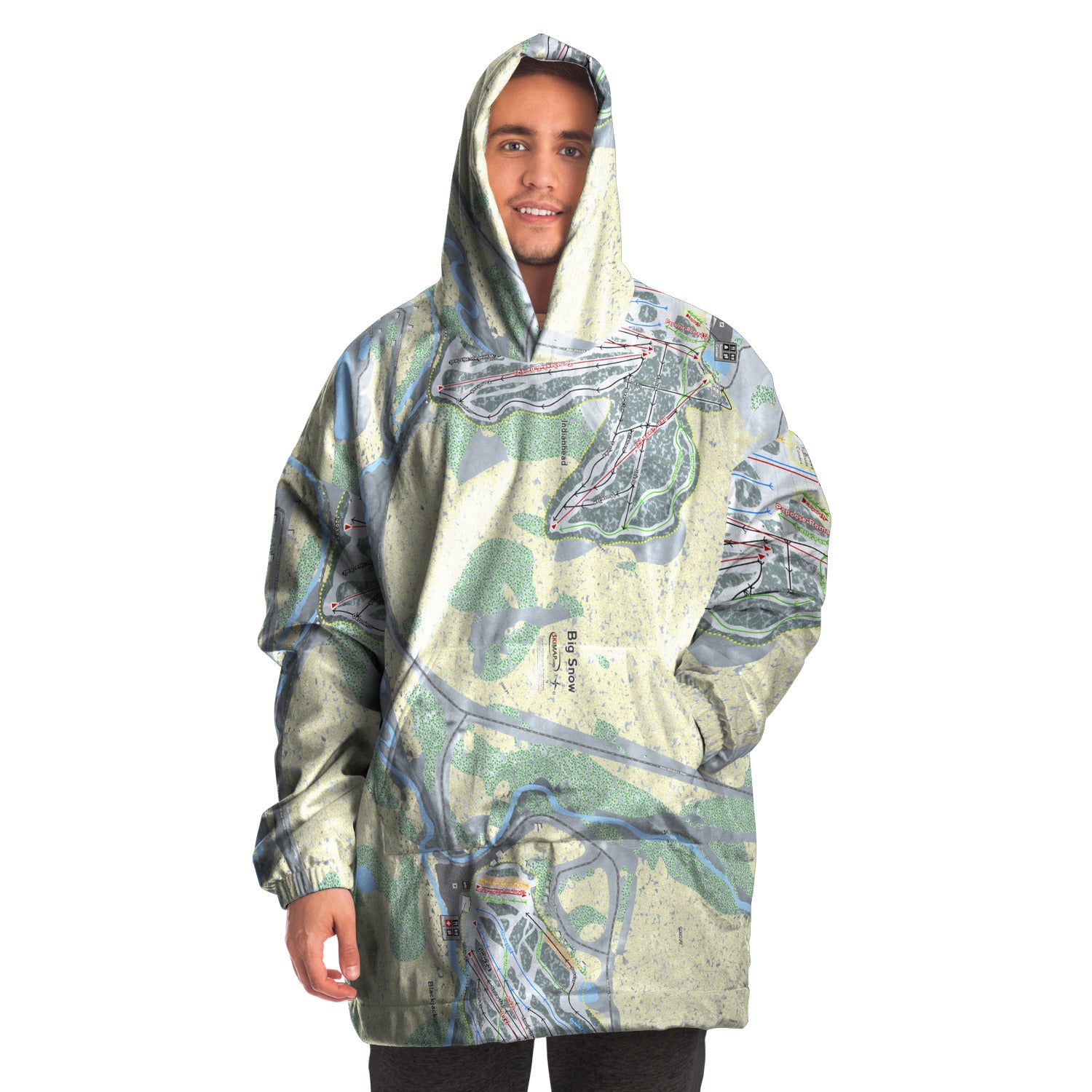 Big Snow, Michigan Ski Trail Map Snug Hoodie