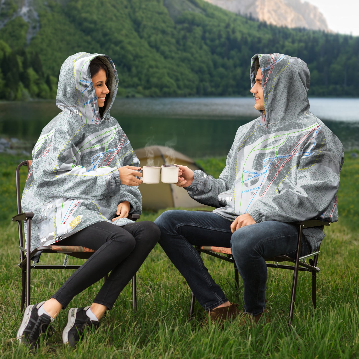 Summit, Oregon Ski Trail Map Snug Hoodie