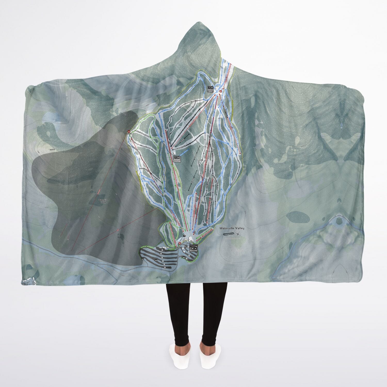 Waterville Valley, New Hampshire Ski Trail Map - Adult Hooded Blanket