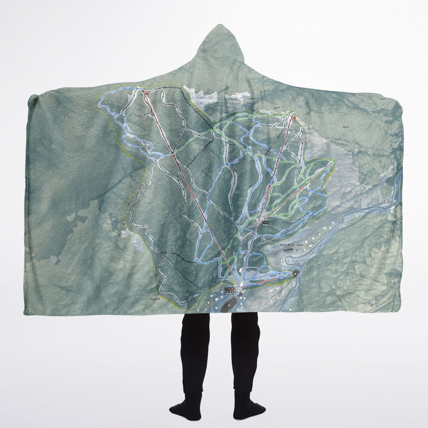 Mad River Glen, Vermont Ski Trail Map - Adult Hooded Blanket