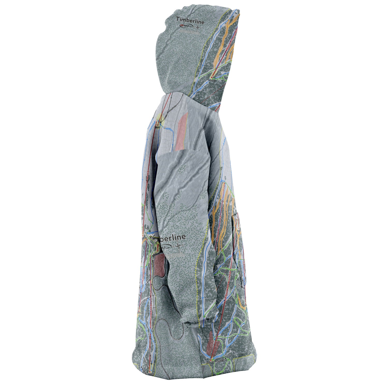 Timberline, Oregon Ski Trail Map Snug Hoodie