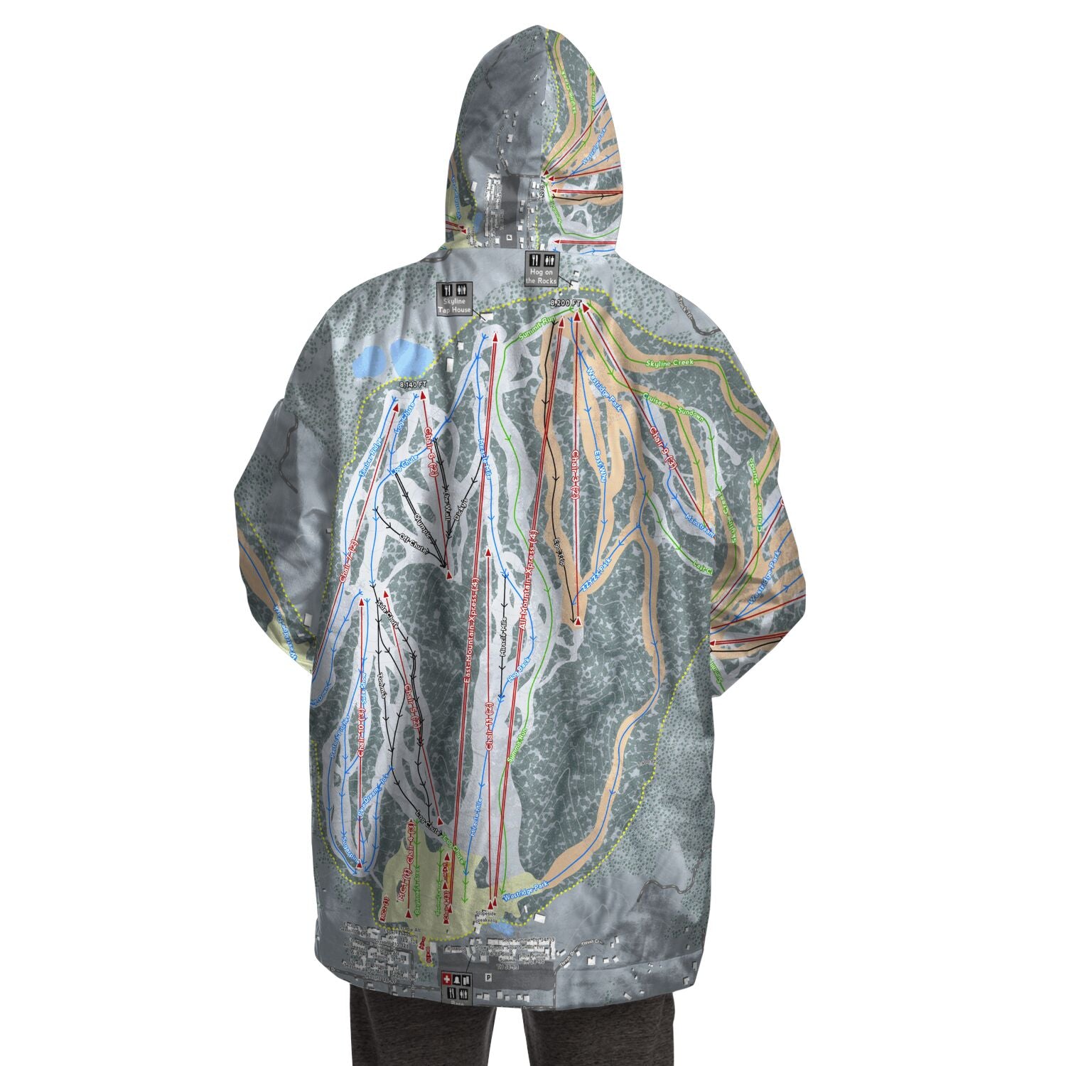 Snow Summit, California Ski Trail Map - Snug Hoodie