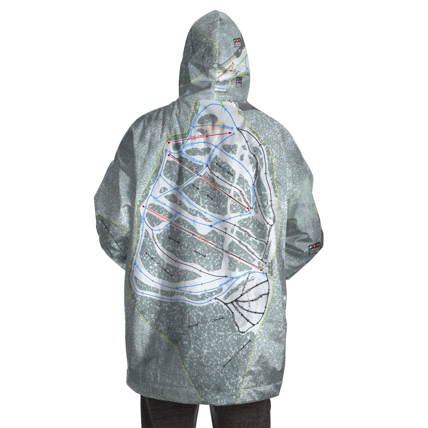 Mt. Ashland, Oregon Ski Trail Map - Snug Hoodie