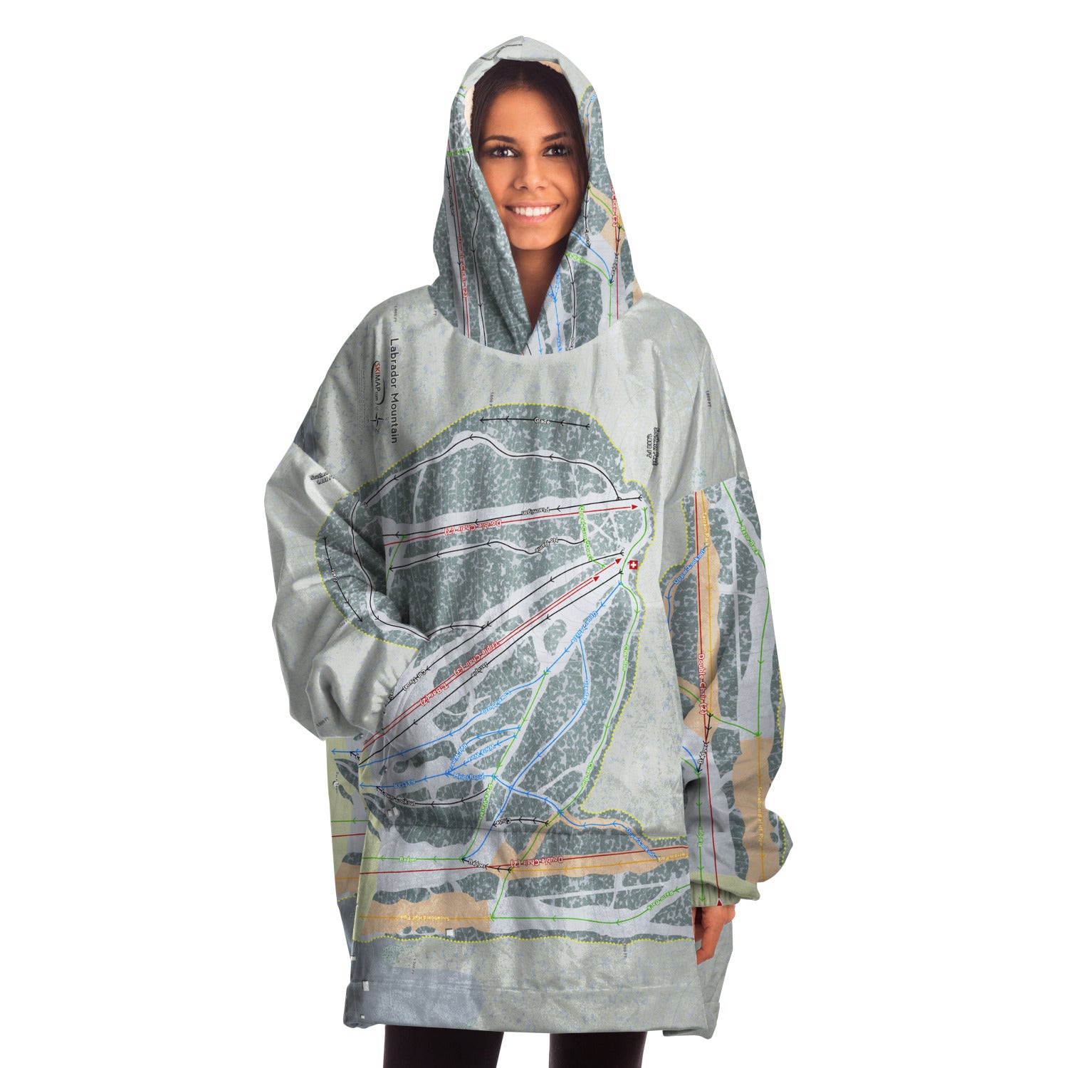 Labrador Mountain, New York Ski Trail Map - Snug Hoodie