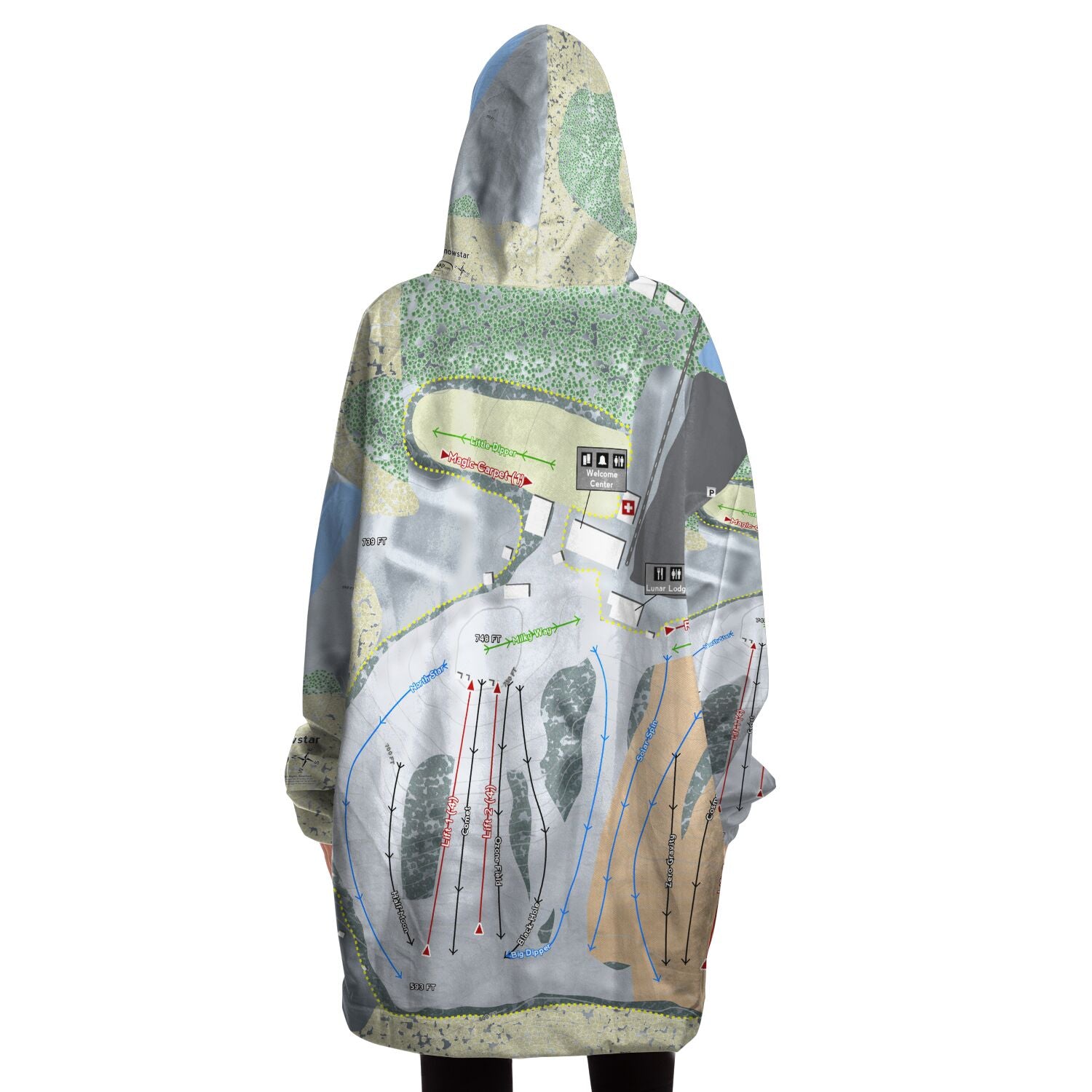 Ski Snowstar, Illinois Ski Trail Map - Snug Hoodie