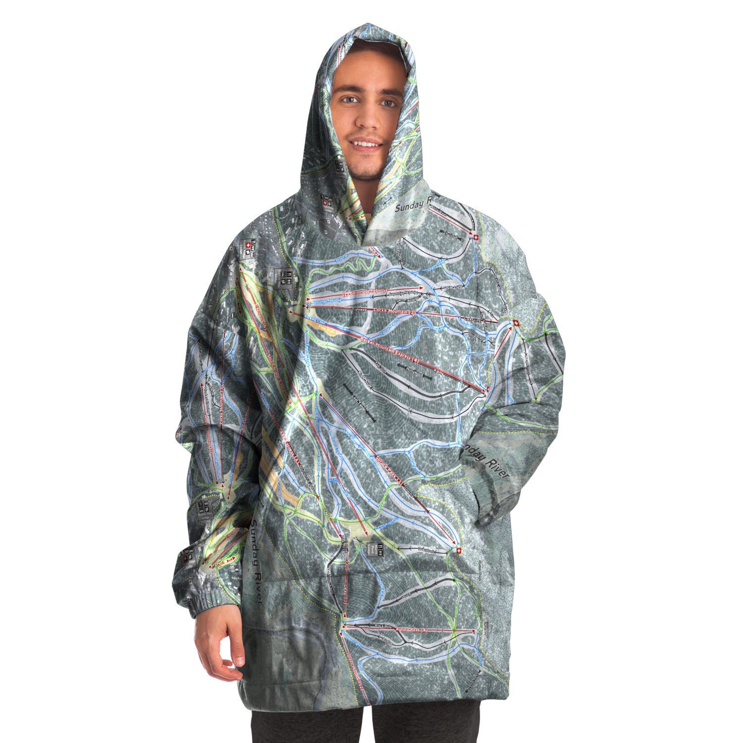 Sunday River, Maine Ski Trail Map - Snug Hoodie